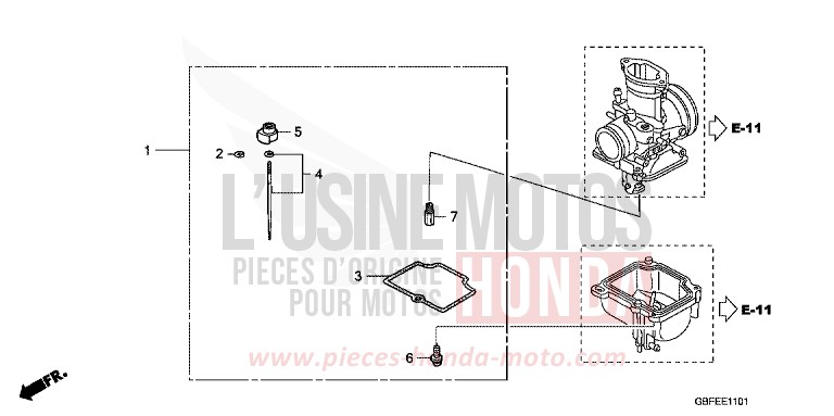 KIT, O.P. CARBURATEUR de CR85R "Grandes Roues" EXTREME RED (R292) 2007